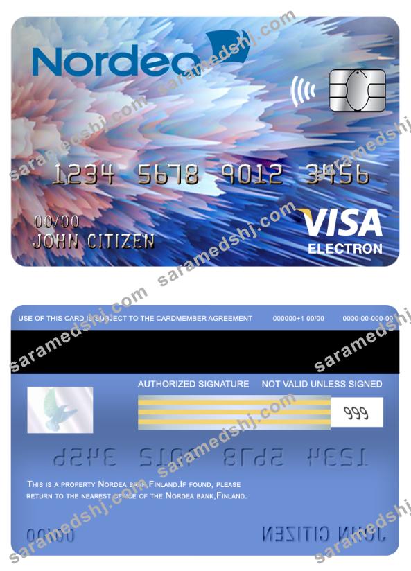Finland Nordea bank visa electron card